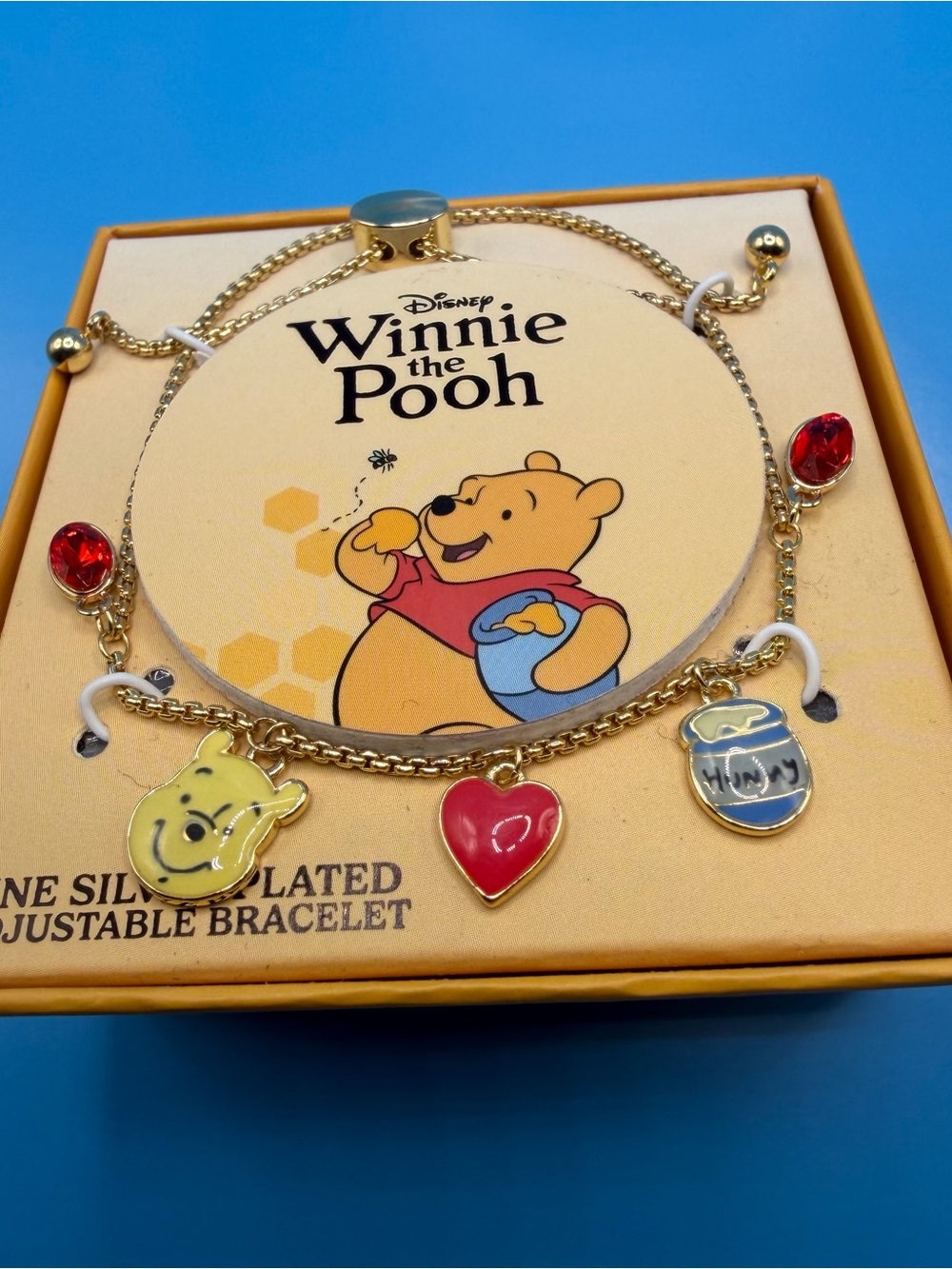 Disney Winnie the Pooh Gold-Plated Kids Charm Bracelet - Yellow & Red